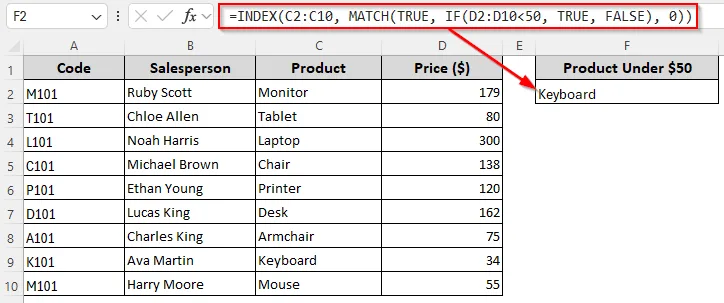 Conditional Lookup Based on Numeric Criteria