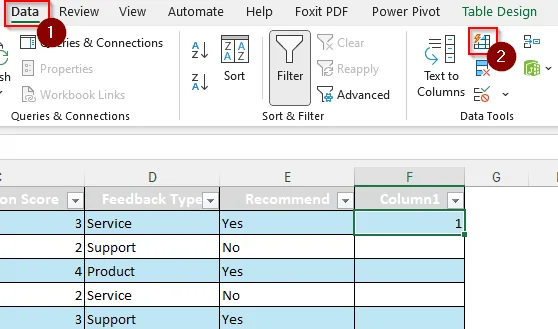 click data> flash fill icon
