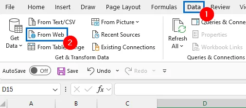 Import Table Using the Data Tab