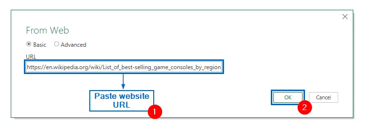 Import Table Using the Data Tab