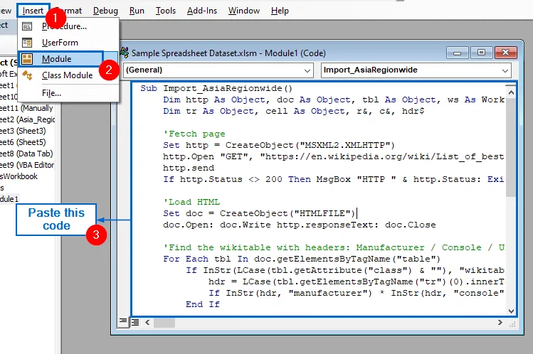 Use VBA Editor to Automatically Import Table
