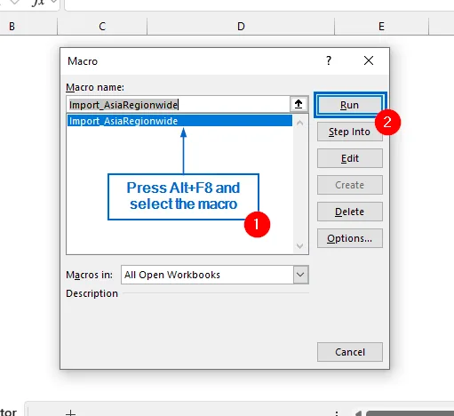 Use VBA Editor to Automatically Import Table