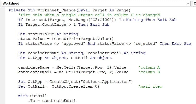 Automate Email Based on Cell Values Using VBA Macros in Excel
