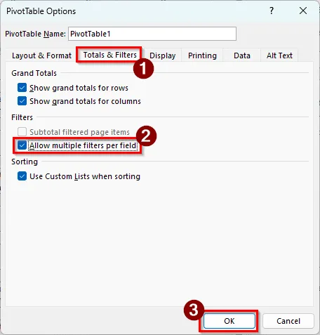 Adding Multiple Filters to Columns