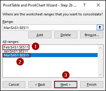 Applying PivotTable and PivotChart Wizard Tool