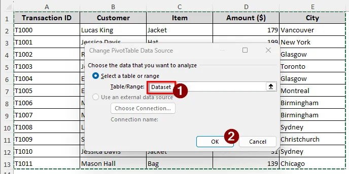 Refreshing Does Not Add New Data to the Pivot Table