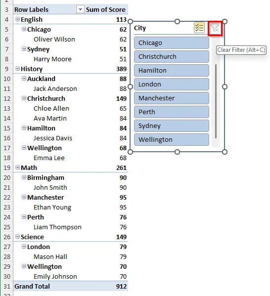 Clear Slicer Filters