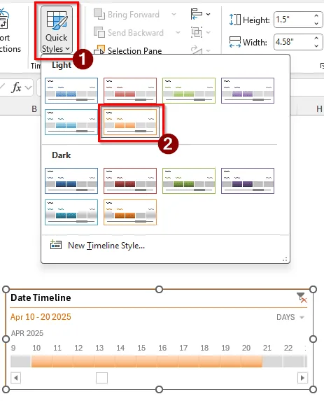 Customizing the Pivot Table Timeline