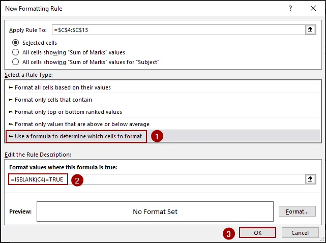 Using Formula to Delete Conditional Formatting from Blank Cells