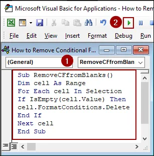 Applying VBA to Remove Conditional Formatting from Blank Cells