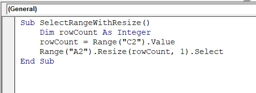 Select a Range Based on a Numeric Cell Value with Resize