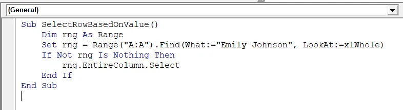 Select Entire Rows or Columns Based on a Cell Value