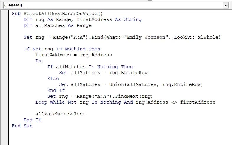 Select Multiple Ranges Matching a Value Using Union