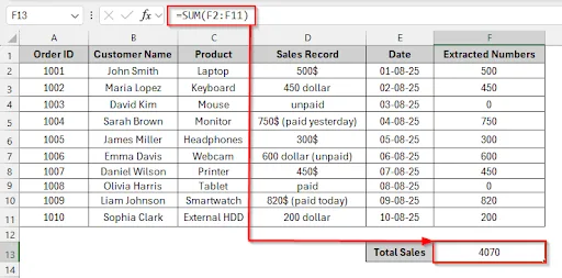 Using VBA to Extract Only Numbers and Then Sum