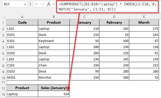 Summation Based on a Single Row and Column Criterion