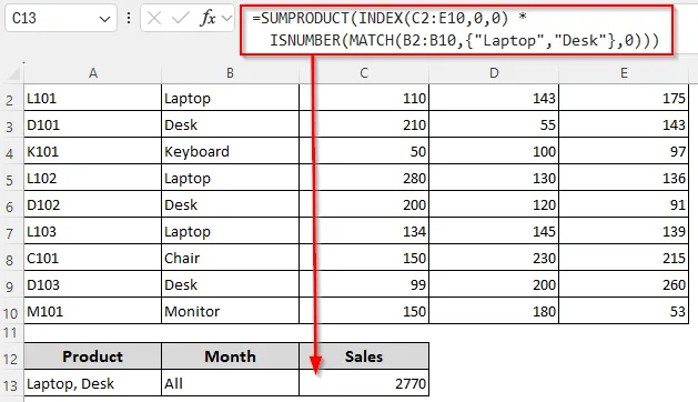 Calculate Sum Depending on One/Two/All Row and Column Criteria