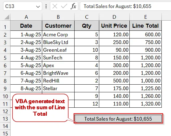Create a VBA Macro for Text & Formula Output In Excel