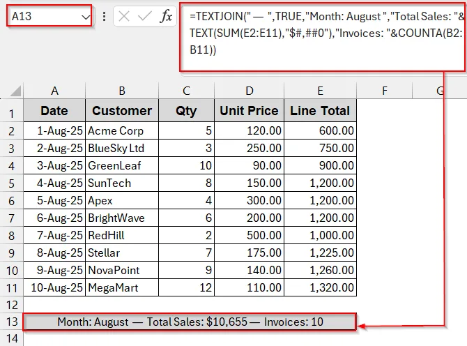 TEXTJOIN Function to Combine Multiple Texts and Formula Results