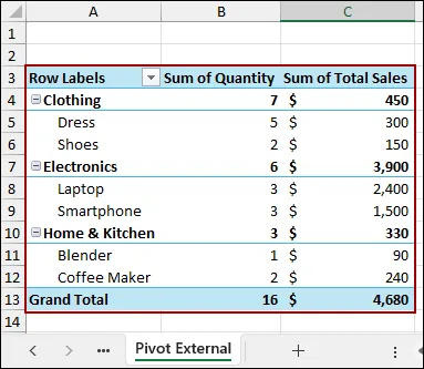 Creating a Pivot Table from Another Workbook