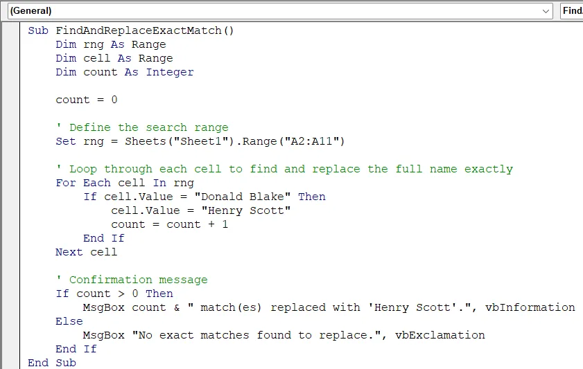 Find an Exact Match and Replace It Using VBA
