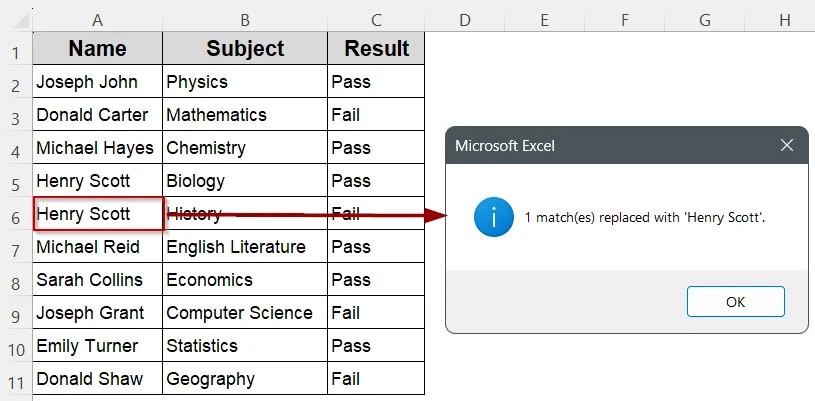 Find an Exact Match and Replace It Using VBA