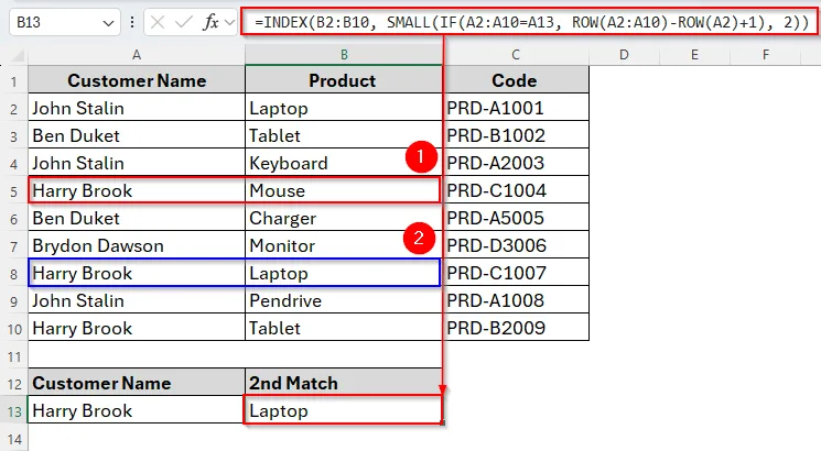 Vlookup Second Match without Using a Helper Column