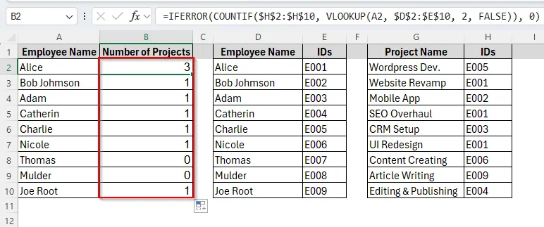 Combine the VLOOKUP and COUNTIF Functions with Absolute Reference