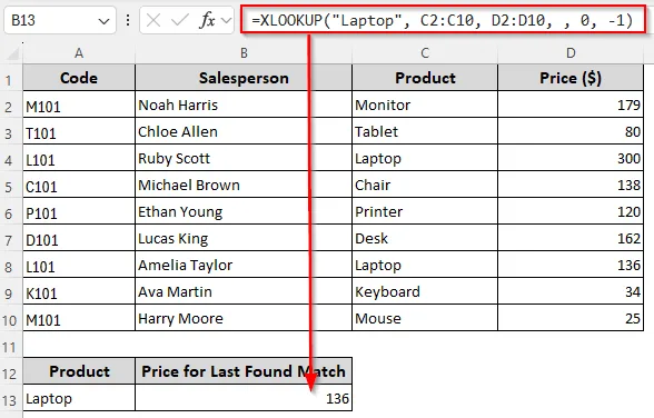 Reverse Search/Last Match Lookup Using the XLOOKUP vs INDEX MATCH Functions