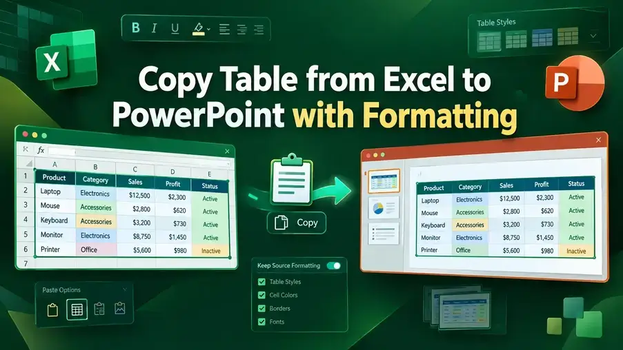 How to Copy Table from Excel to PowerPoint with Formatting