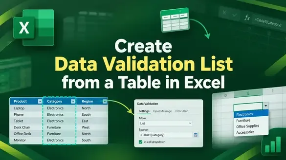 How to Create Data Validation List from a Table in Excel