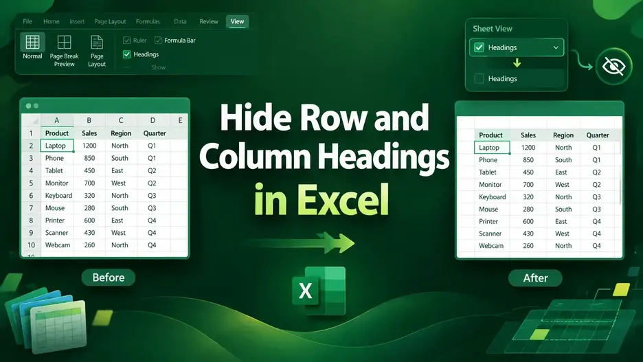 How to Hide Row and Column Headings in Excel