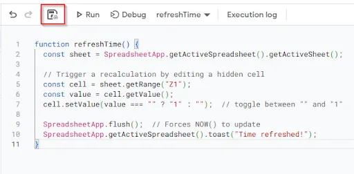 save button to save code
