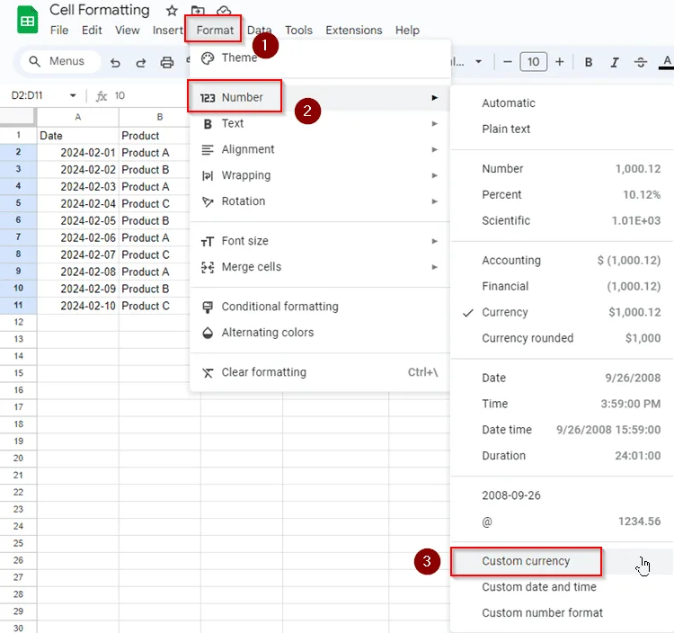 How to Format Cells in Google Sheets