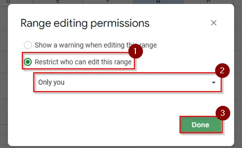 clicking only you option in the set permission method