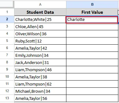 first value result