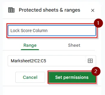 adding description and cell range in the protect column method