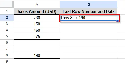 last row number result 190