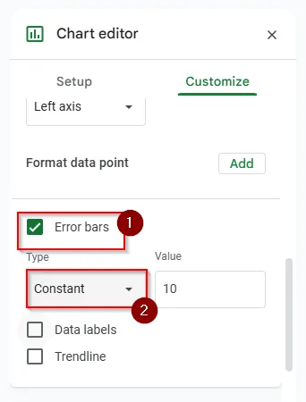 tick mark on error bars and customize the bars
