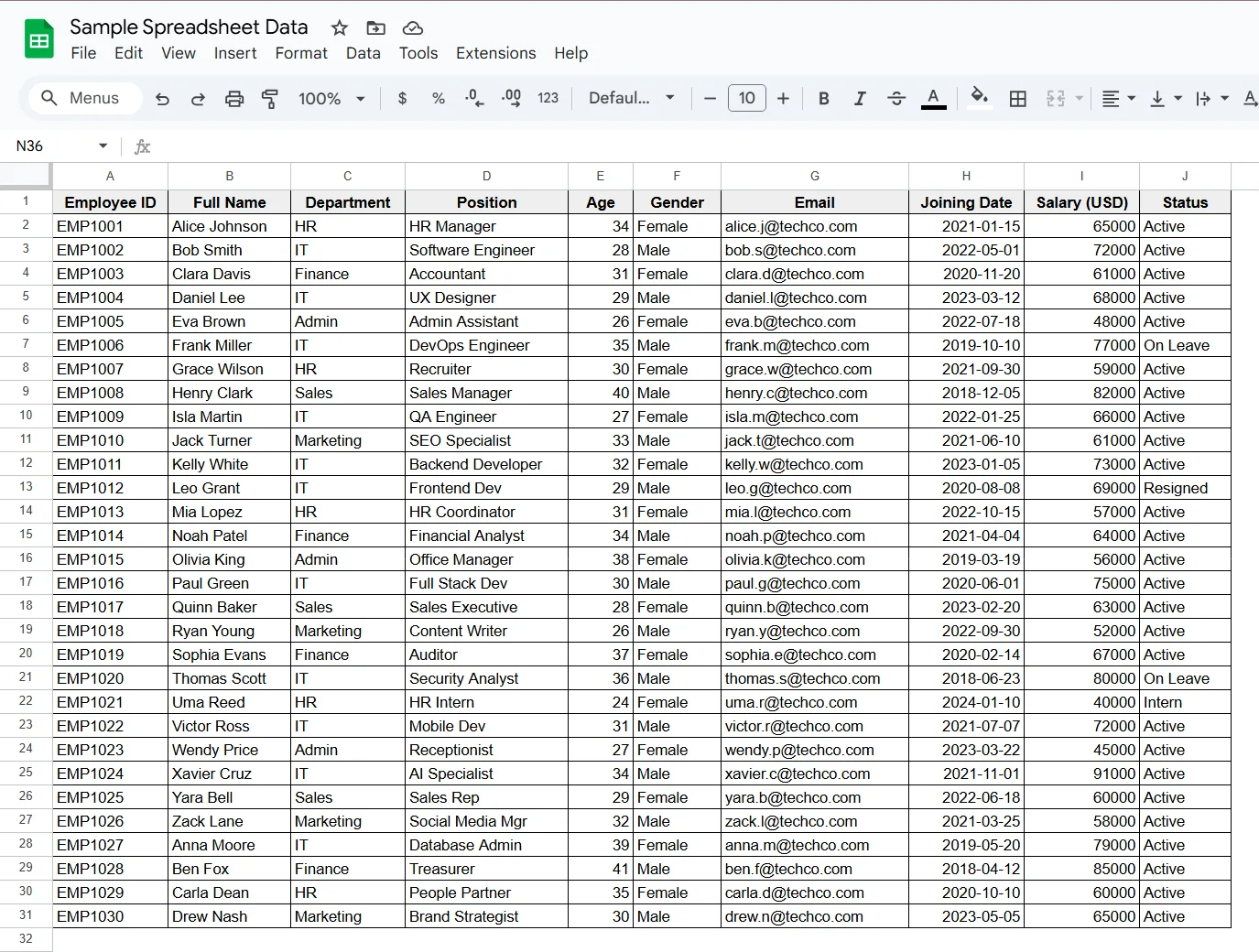 How to print in Google sheets full dataset