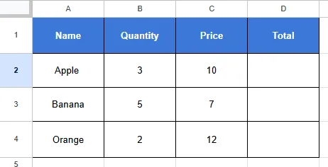 Dataset for copy a formula down in Google Sheets