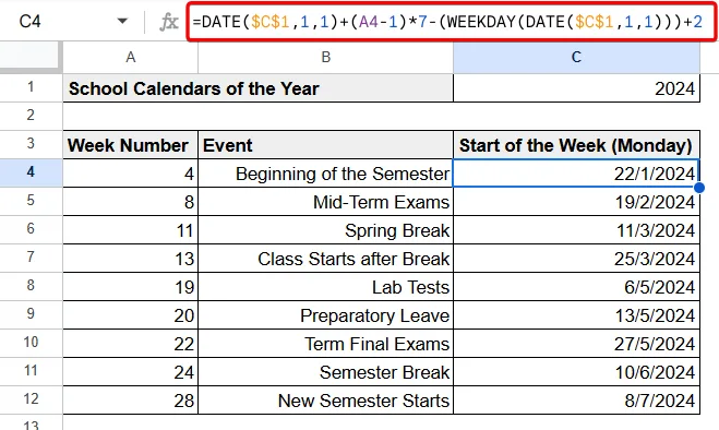 Google Sheets Week Number to Date