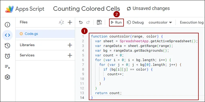 Counting Cells by Color in Google Sheets