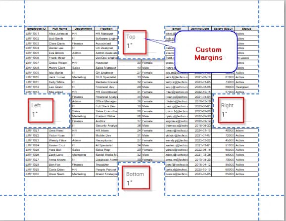 choosing custom margin