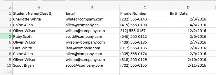 downloaded as csv file