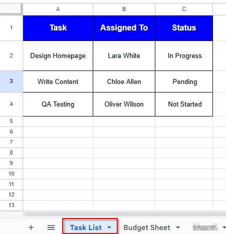 task list dataset for view and hide from others method