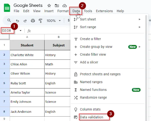 choosing data and data validation