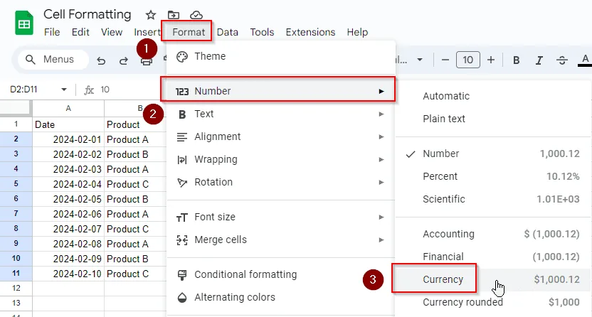How to Format Cells in Google Sheets