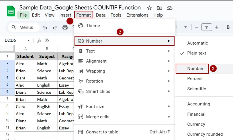 Fixing COUNTIF Not Working in Google Sheets