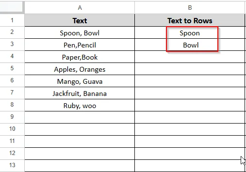 splitting text to rows