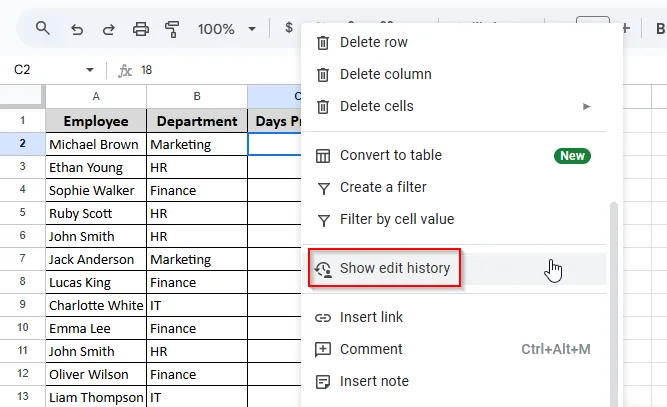 see " show edit history " option
